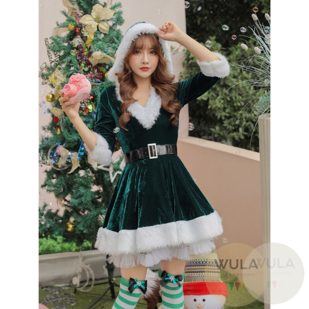 V領帶帽聖誕裙-圖片-5