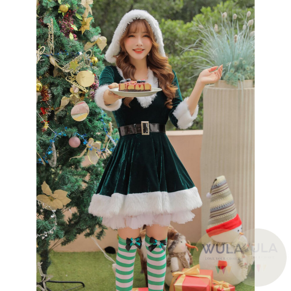 V領帶帽聖誕裙-圖片-6