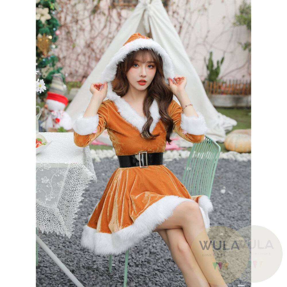 V領帶帽聖誕裙-圖片-7