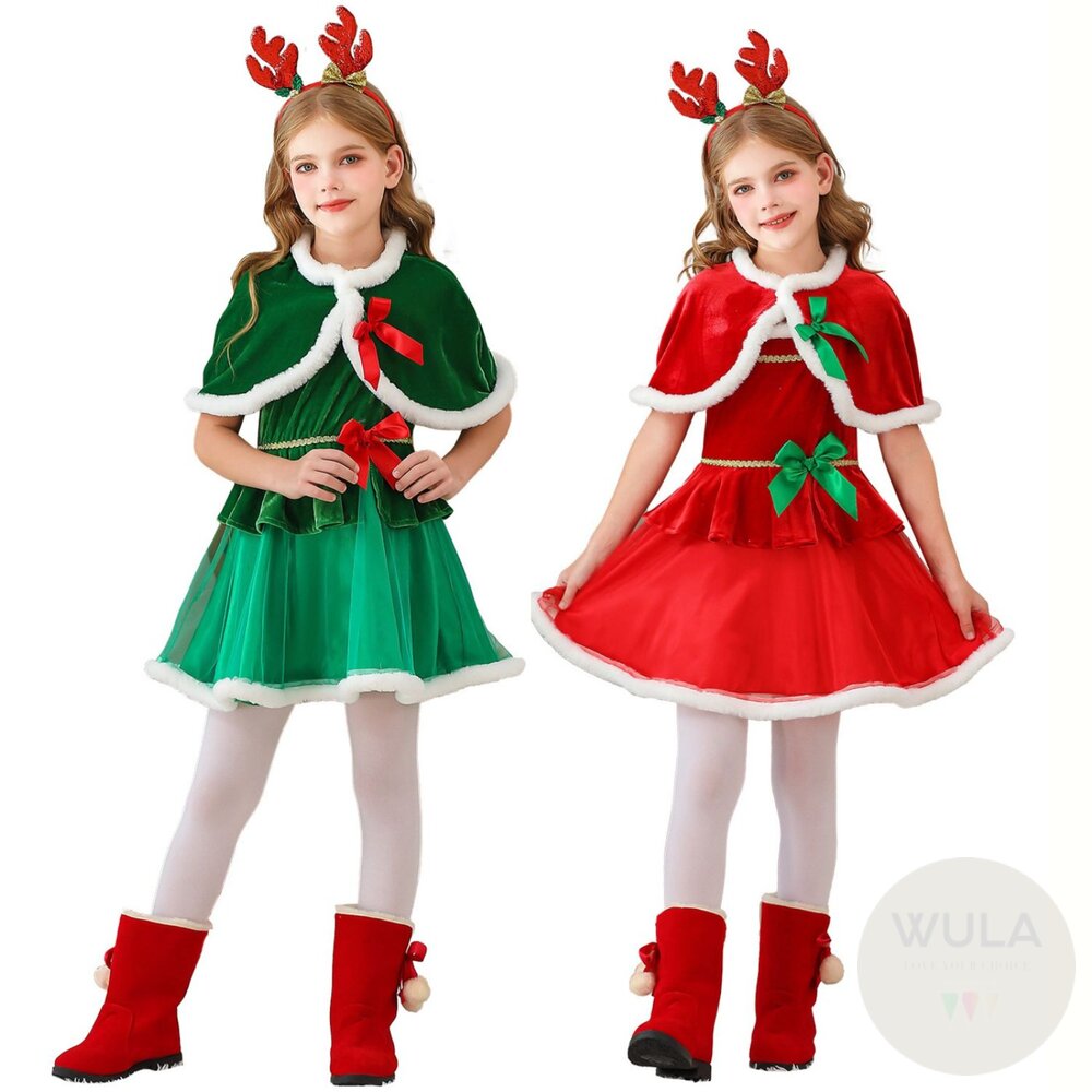  兩件式聖誕蝶結裙