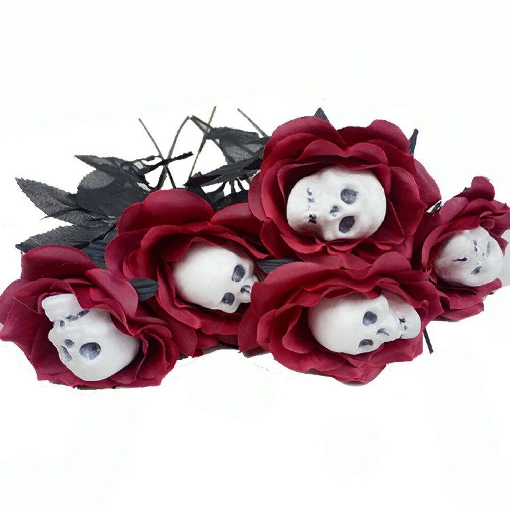 26409659800-骷顱玫瑰假花(2色)