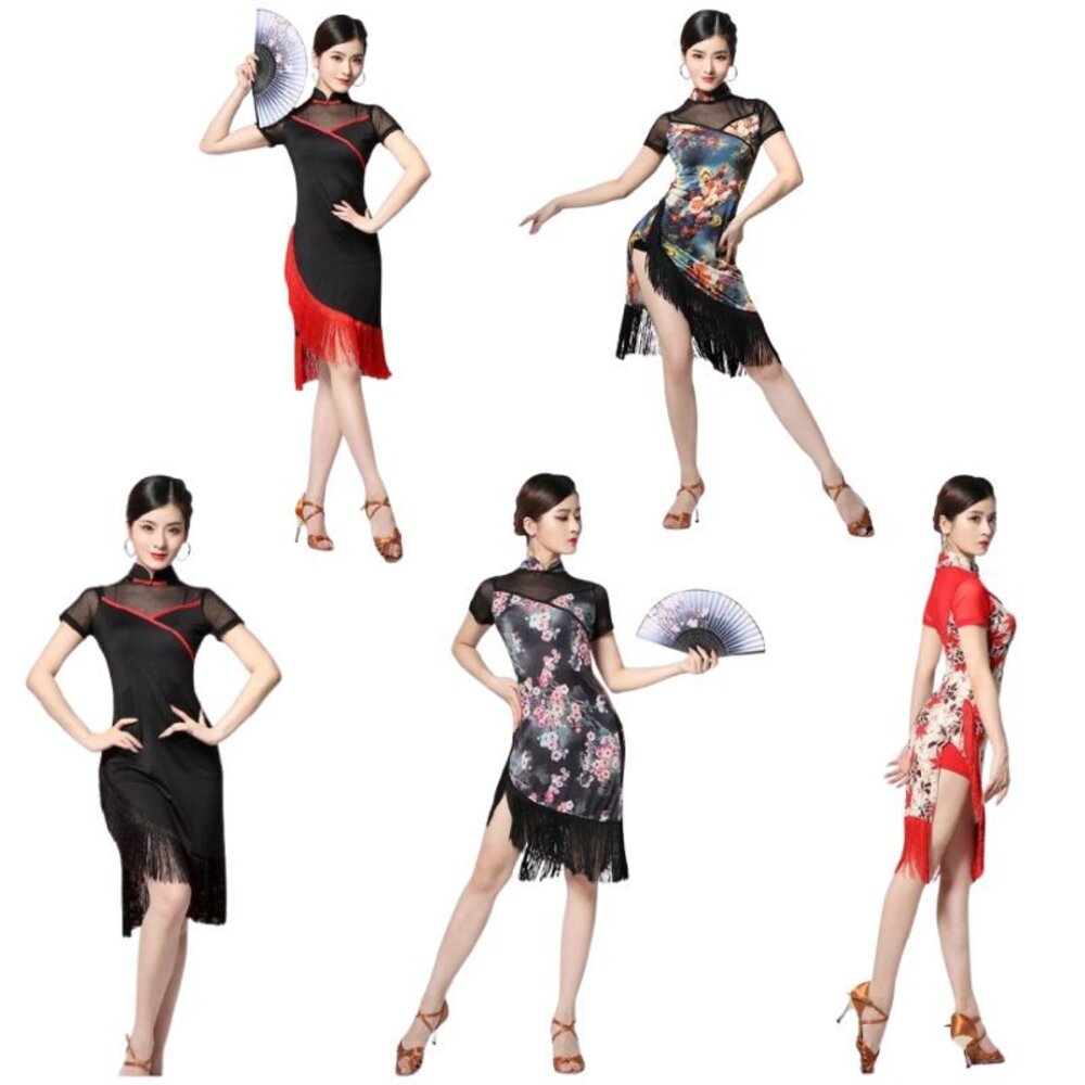 27128769296-流蘇開叉舞裙(多色)