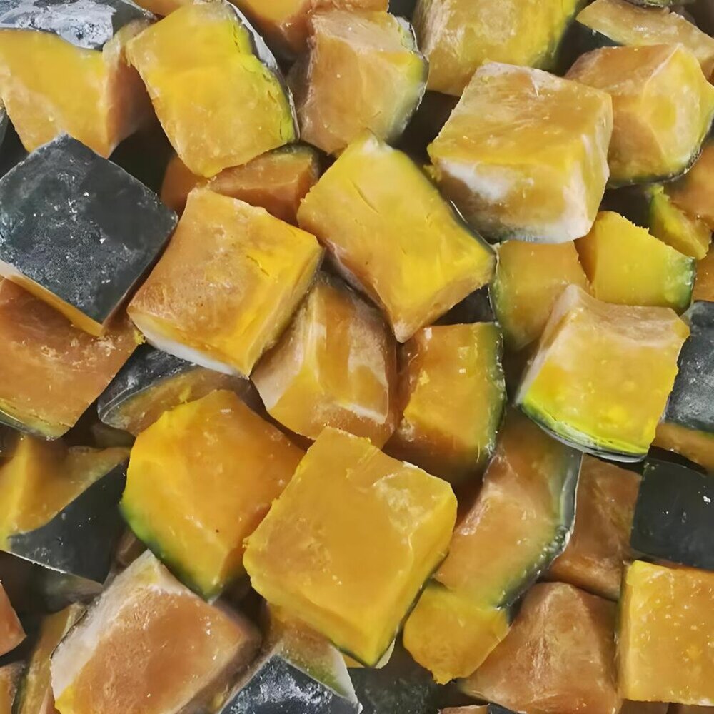 0401007-LD-冷凍南瓜 冷凍南瓜丁 南瓜切塊 帶皮金瓜 火鍋南瓜塊 金瓜丁 (1000g/包)