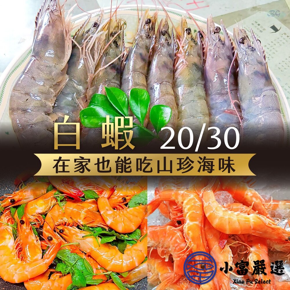 活凍白蝦 特大號 大白蝦 紅太陽生白蝦 20/30生白蝦 蝦子 白蝦(850g/盒)-圖片-5
