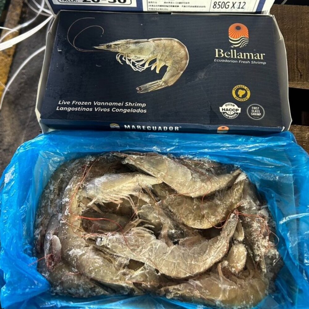 0802899-77厄瓜多活凍白蝦 規格20/30 標重850g/實重730g 出清