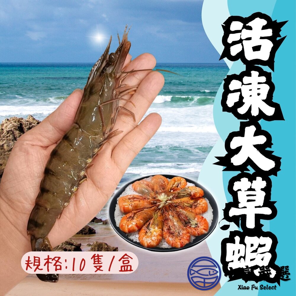草蝦活凍草蝦生草蝦生鮮草蝦鮮凍大草蝦(250g/盒10隻)