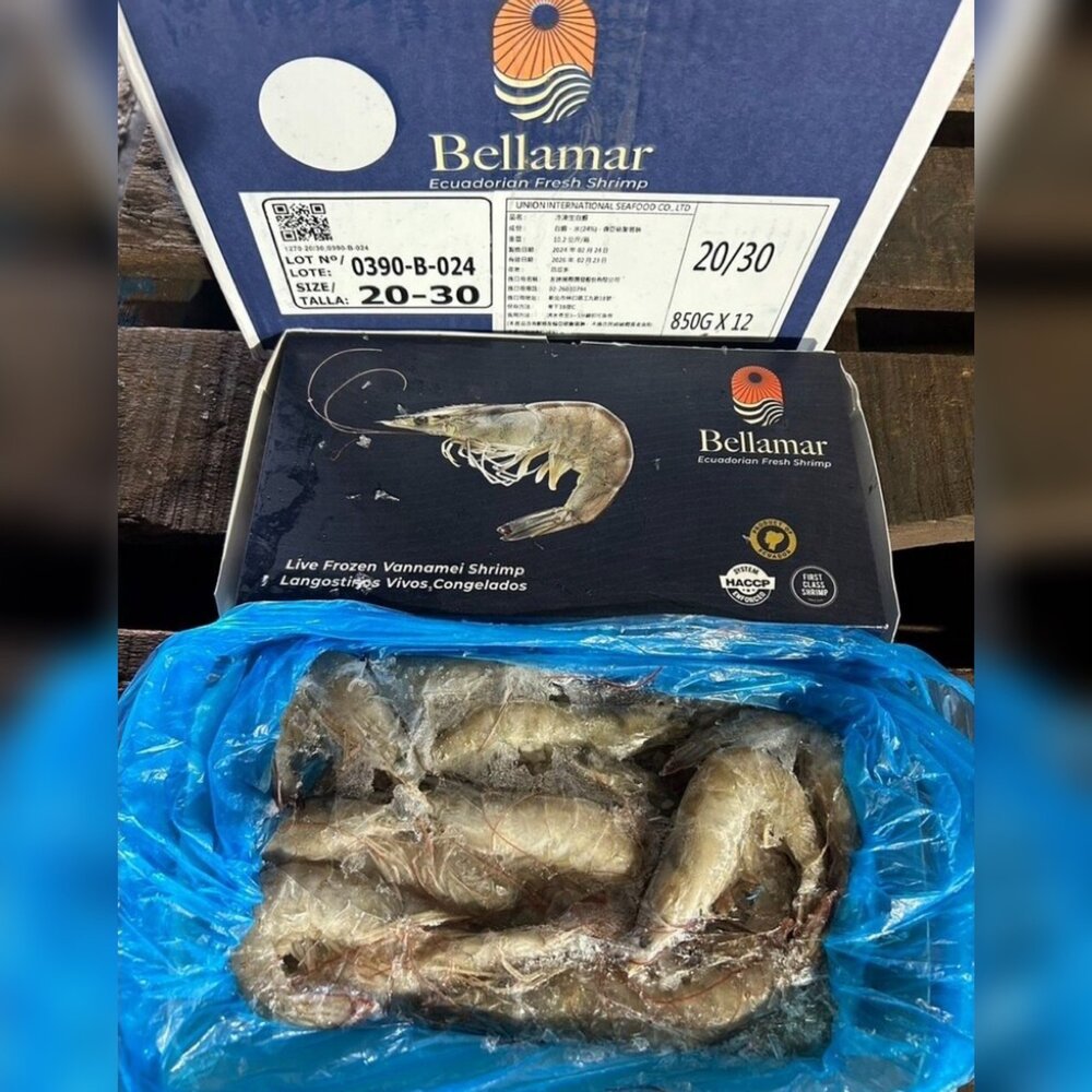 19502438736-嚴選高品質白蝦 產地新鮮捕撈。(規格20/30/40/50/60/70/80/100/重量850g)
