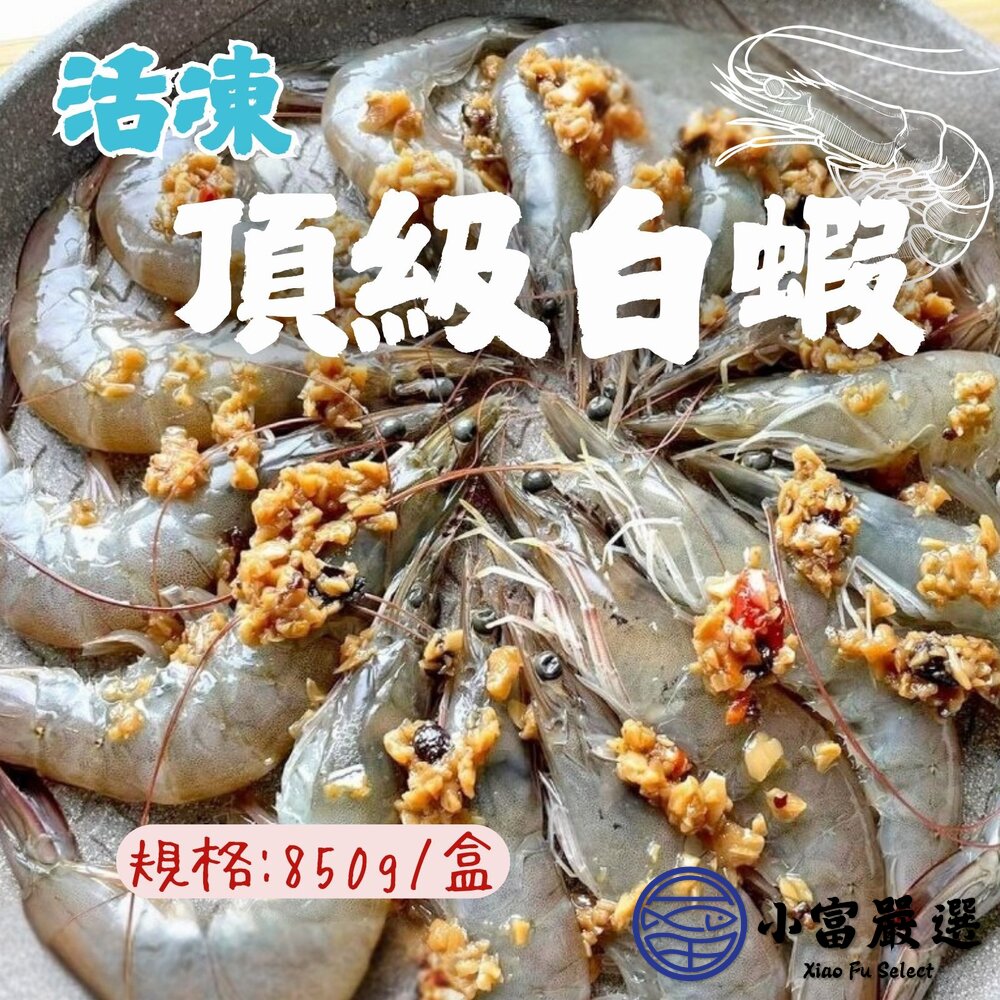 活凍頂級白蝦生鮮蝦子活凍白蝦40/50(巴拿馬/850g/盒)