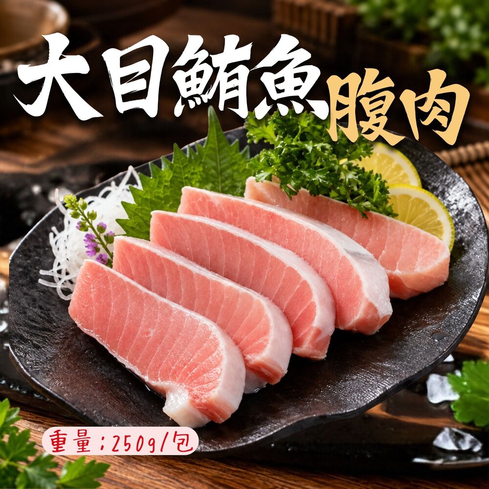 24565256112-大目鮪魚腹肉 真空包裝鮪魚 (250g/包)