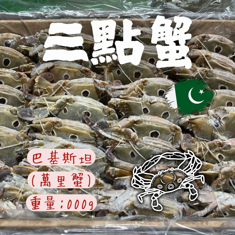 29801277089-三點蟹 萬里蟹 (名稱不是產地) 母的 規格100/150 (8公斤純重無冰)