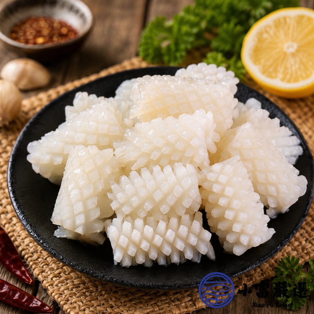 魷魚刻花 魷魚花 魷魚刻花塊 刻花魷魚 魷魚切花 (1000g/包)-圖片-3