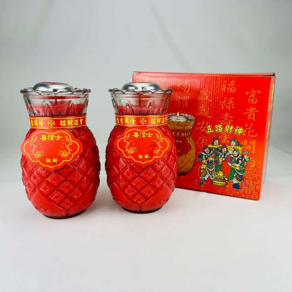 鳳梨蠟燭(植物油)1號、2號、3號、5號 紅色-圖片-8