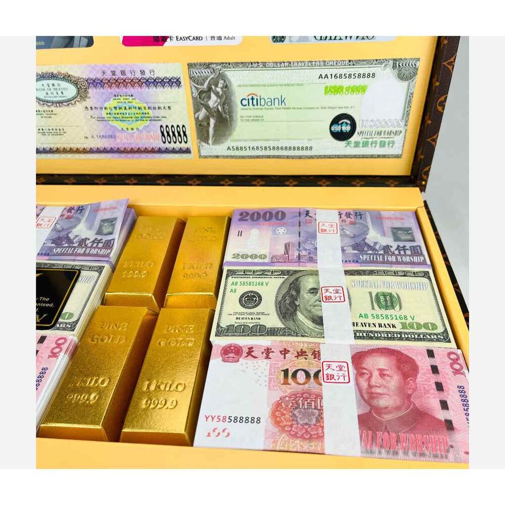 【台中35年老店】紙紮精品LVV皮箱 紙紮皮箱 紙紮寶箱 紙紮 庫錢 蓮花 蓮花塔 紙紮屋 紙屋 喪禮用品 拜拜用品-圖片-2