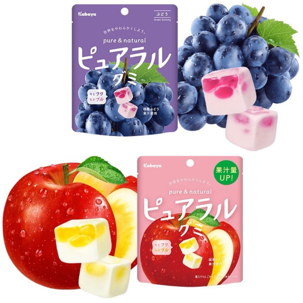 1155321843-日本 卡巴 Kabaya 雙層 夾心 水果軟糖 雙層軟糖 葡萄 蘋果 方塊軟糖 骰子軟糖