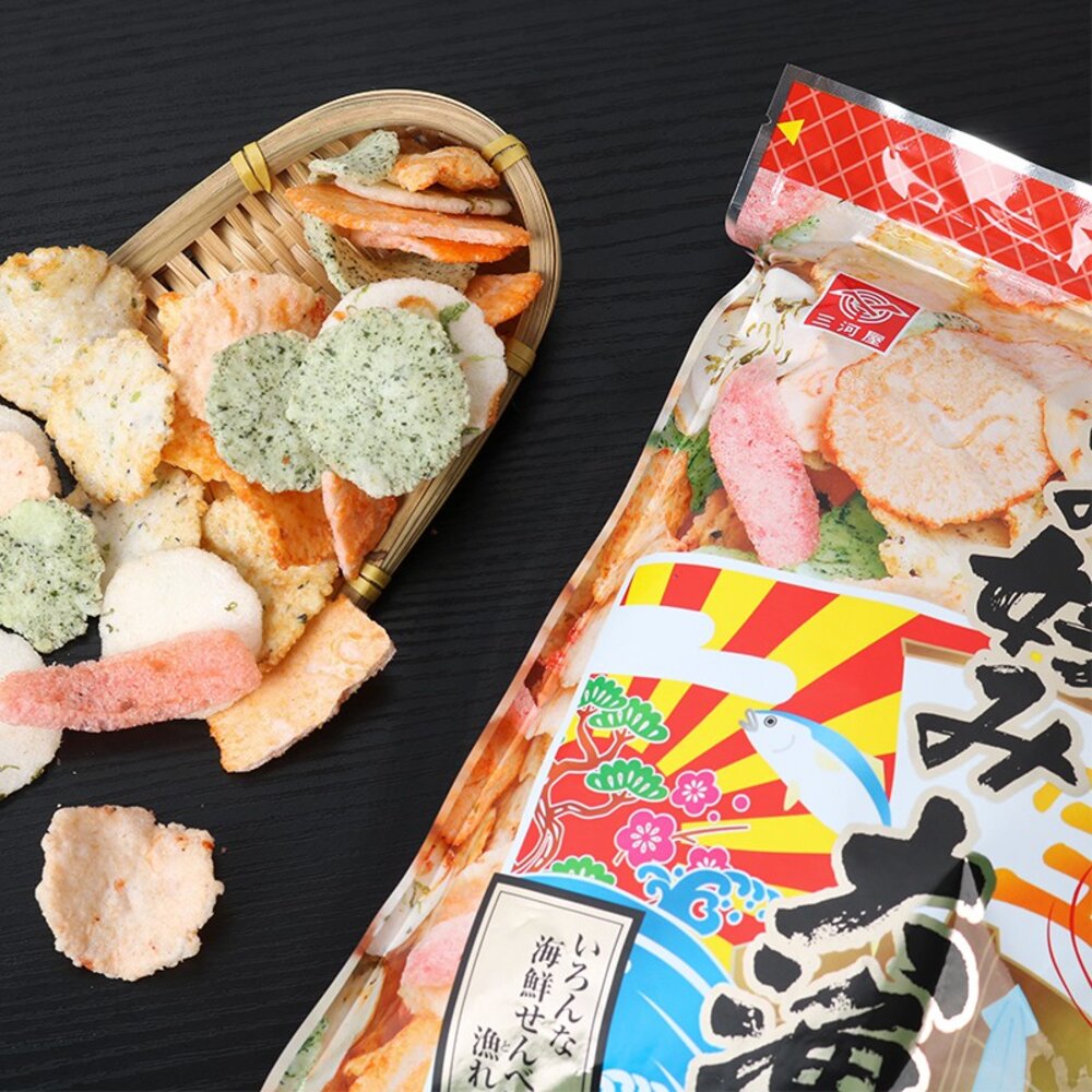 日本 三河屋 大漁舟海鮮煎餅 綜合蝦餅 日本蝦餅 海鮮蝦餅 海鮮仙貝 蝦餅仙貝 什錦蝦餅-圖片-1