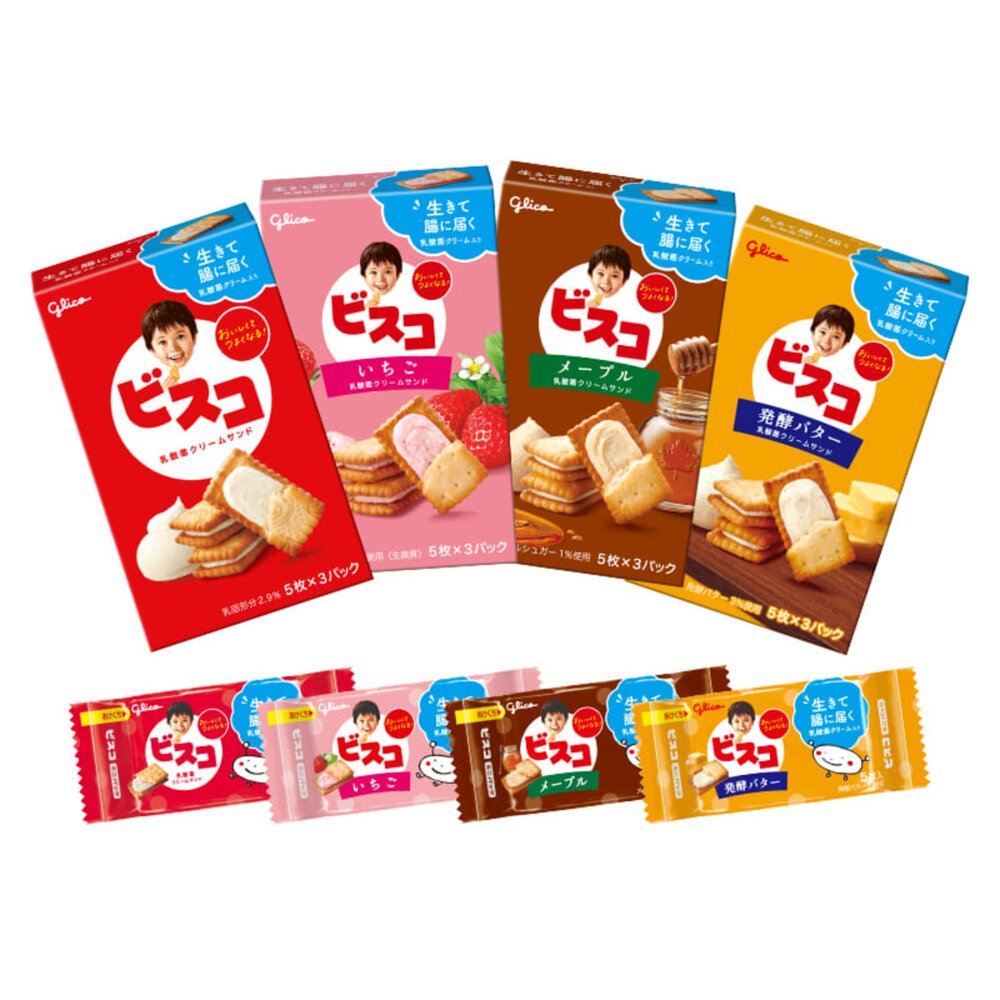 12675635126-日本固力果 Glico 乳酸菌夾心餅乾 小麥奶油 奶油夾心餅 幼兒餅乾 孩童餅乾 格力高