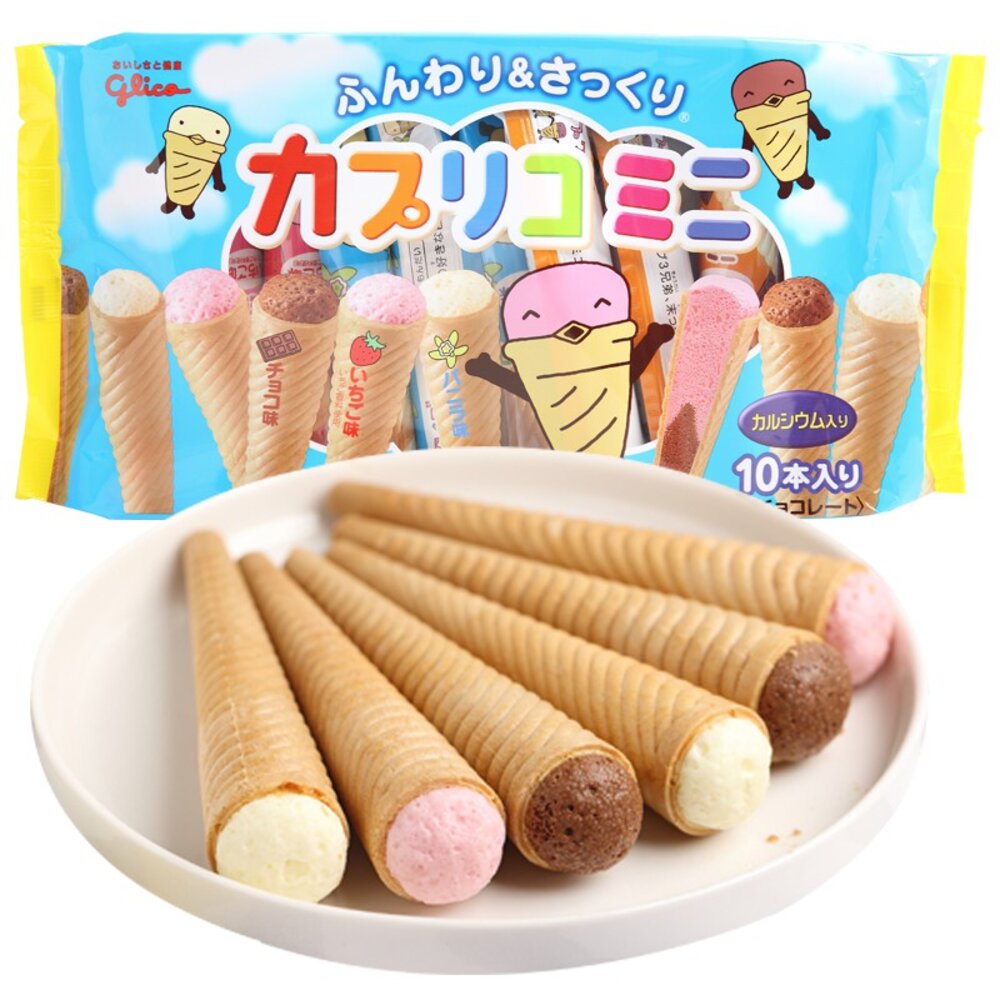日本固力果Gligo 格力高 綜合迷你甜筒 冰淇淋 餅乾 固力果甜筒 甜筒餅乾 三味甜筒-圖片-1