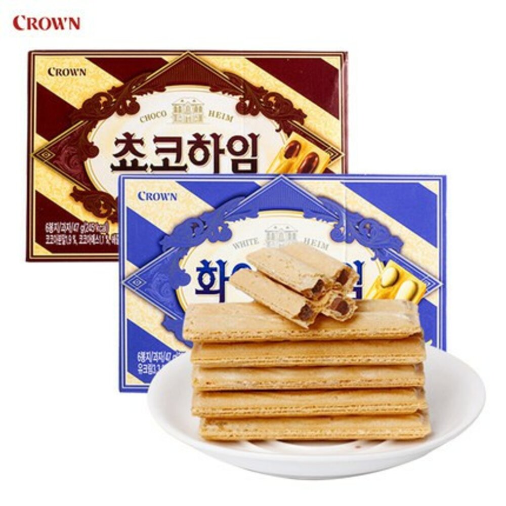 154748188-韓國 CROWN 榛果巧克力風味 威化餅 白巧克力風味 巧克力風味 威化棒 威化酥 威化捲