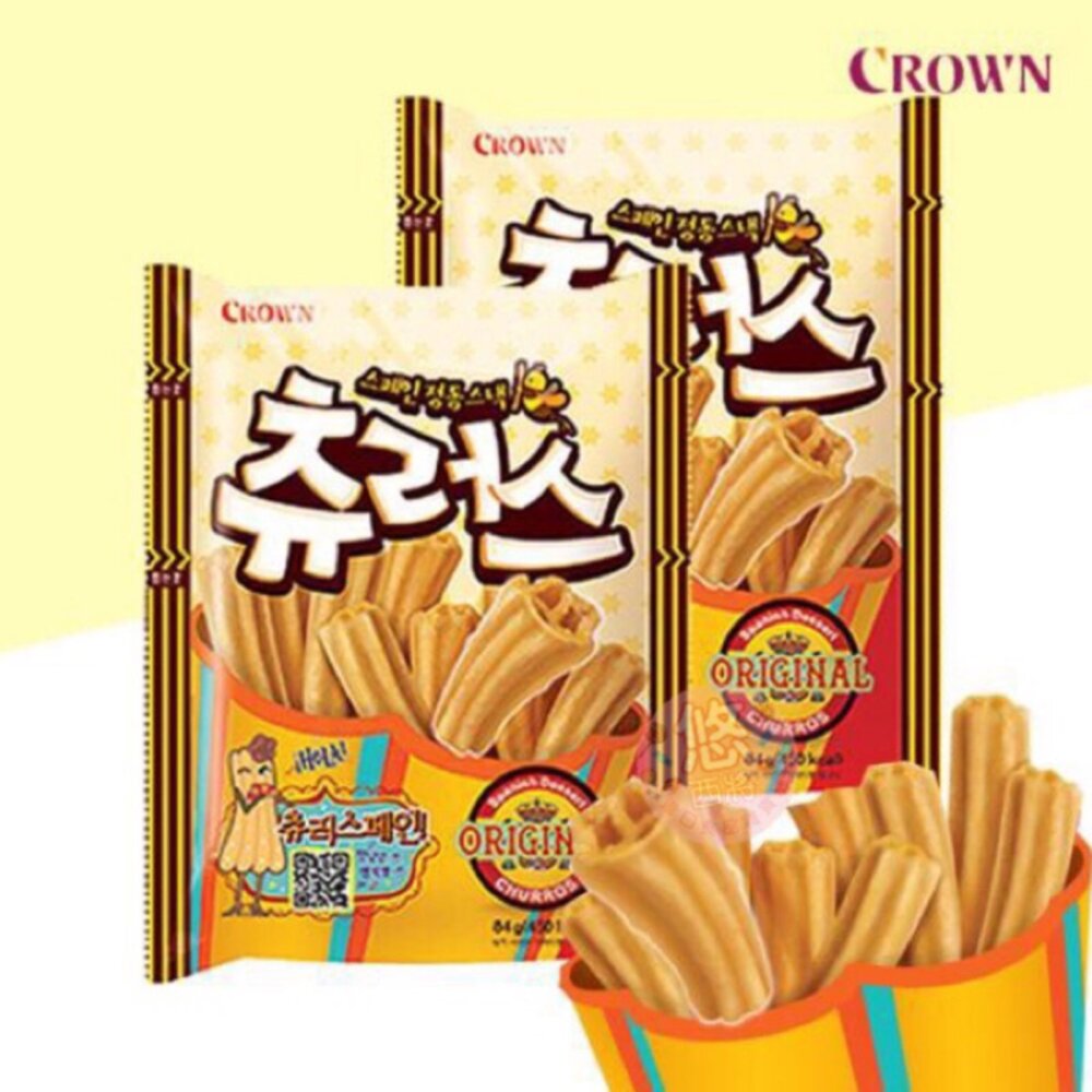 韓國 CROWN 西班牙蜂蜜吉拿棒 韓國吉拿棒 吉拿棒餅乾 蜂蜜肉桂 樂天超市必買 可拉奧-圖片-1