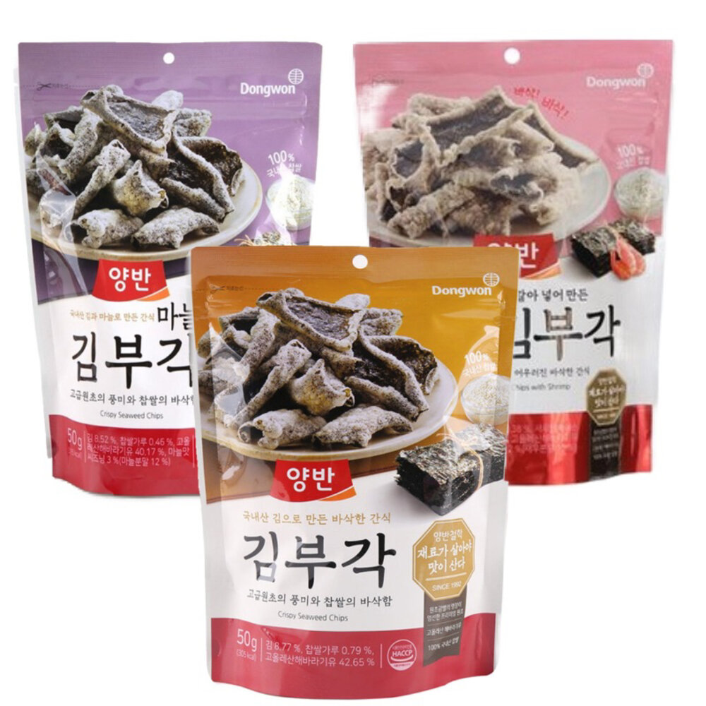 18989741022-韓國 東遠 dongwon 海苔脆片 海苔餅 海苔餅乾 原味 蒜味 蝦味 炸海苔 兩班 海苔米餅