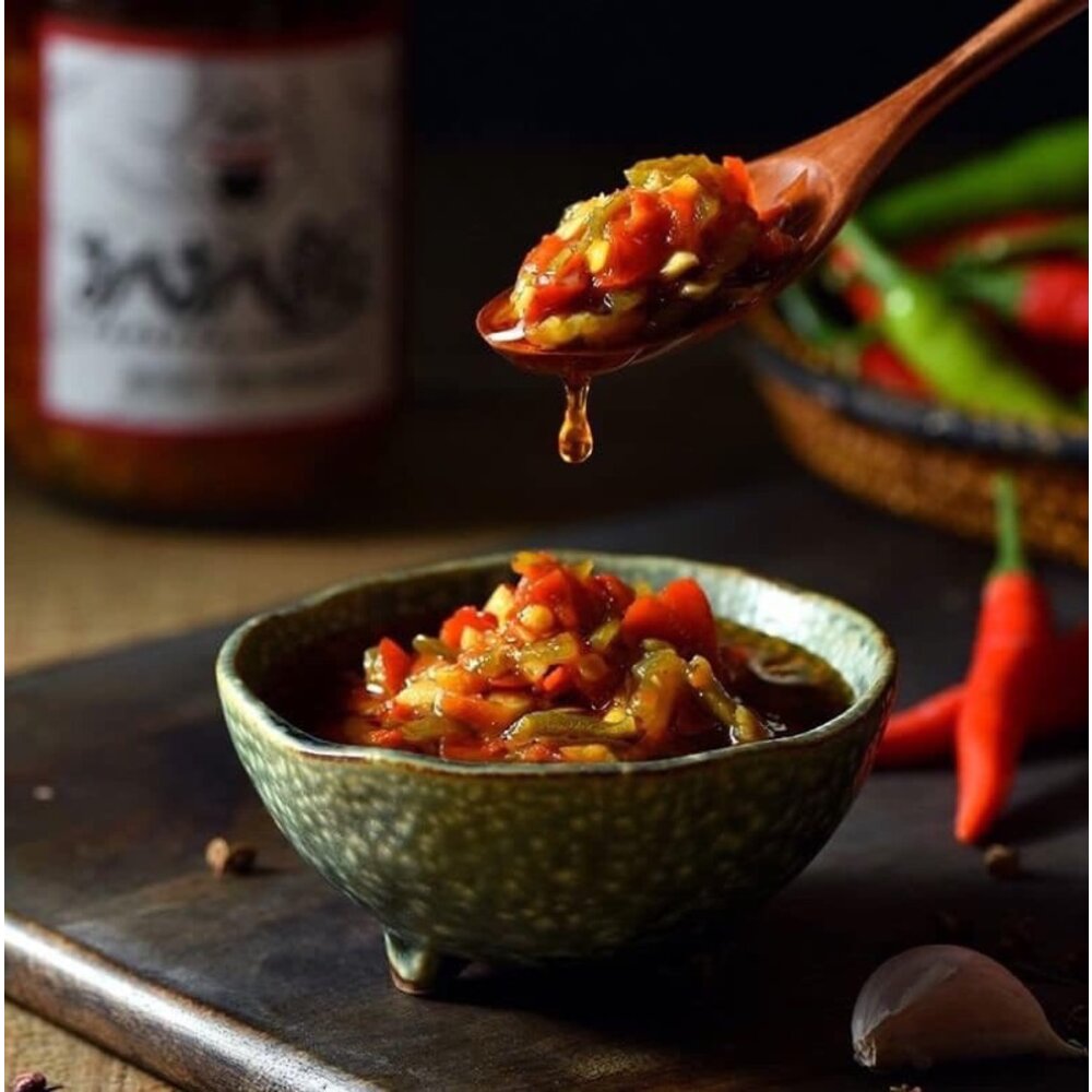 台灣 扒扒飯 雙椒醬 辣椒醬 拌飯 拌麵 泡菜 泰椒醬 扒扒鬆 台灣辣椒醬 團購美食 五辛素 拔拔-圖片-4