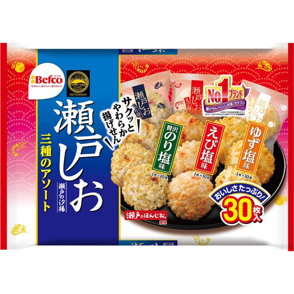日本 栗山製菓 瀨戶夕揚 3種綜合米果組合包 海苔鹽 柚子鹽 蝦子  三味米果 三味仙貝-圖片-1