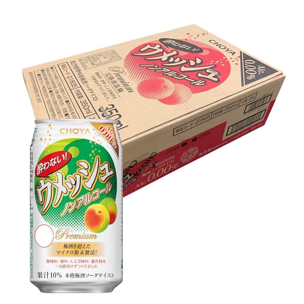 21605-[箱出]日本 蝶矢 Choya 無酒精 碳酸飲料 梅子風味 350ml*24罐