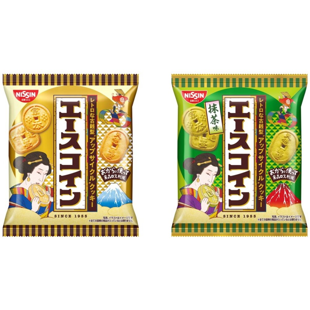 22339087484-日本 日清 NISSIN 古錢造型抹茶餅乾 抹茶餅乾 造型餅乾