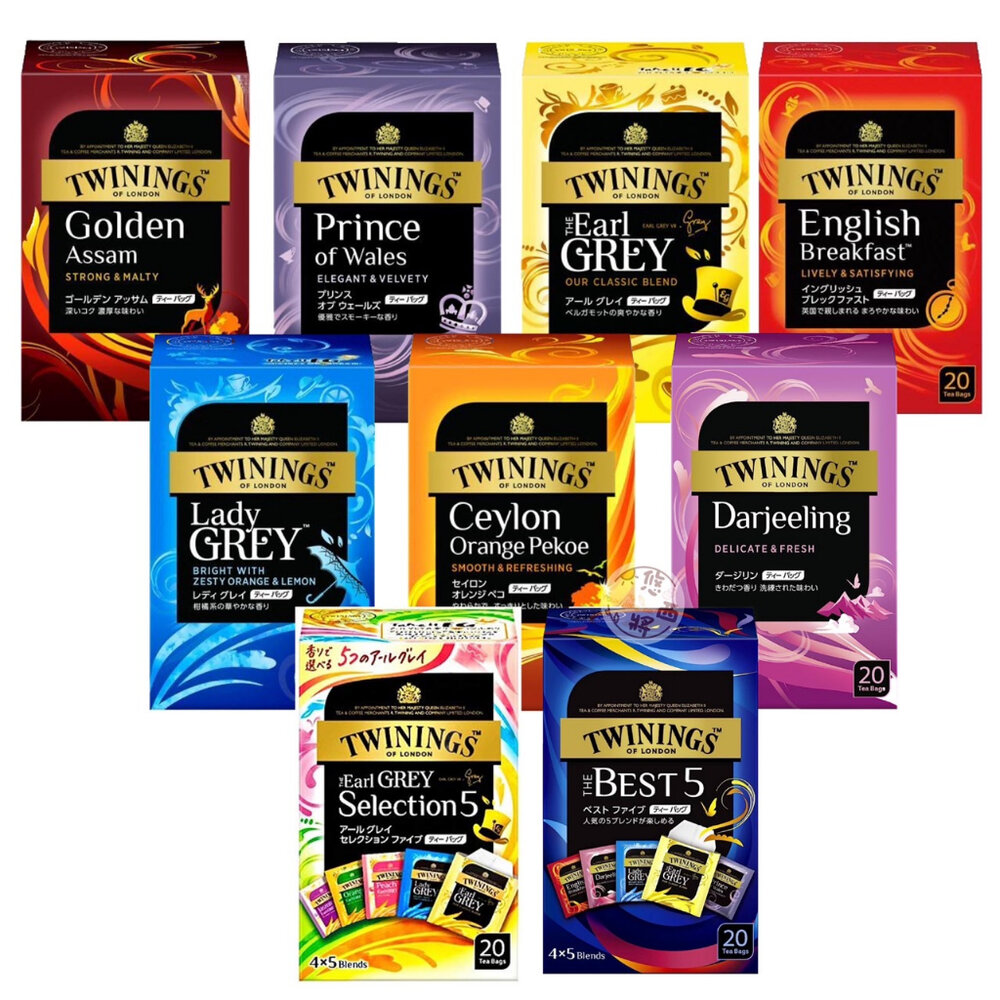 22447495617-日本 TWININGS 片岡物產 錫蘭茶 大吉嶺 伯爵紅茶 綜合茶包 阿薩姆紅茶 特選 極品 唐寧茶 貴婦茶