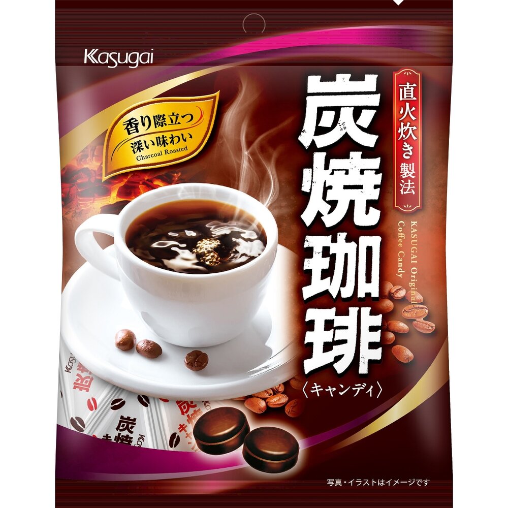 23326012535-日本 春日井 炭燒 咖啡 糖果 咖啡糖 碳燒 日本咖啡糖 懷舊 銀色包裝
