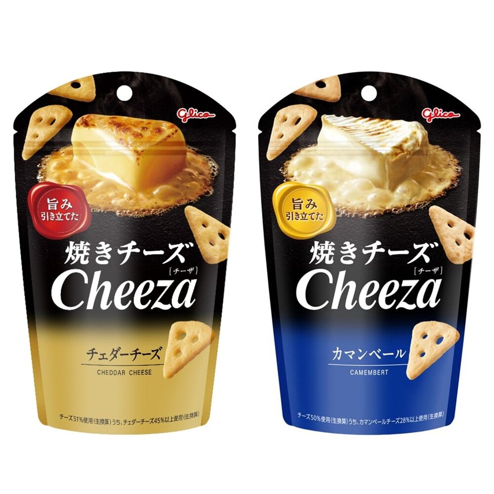 23346267967-日本 固力果 Glico Cheeza餅乾 卡芒貝爾 起士風味 切達 江崎 起司餅乾 三角起司餅 格力高