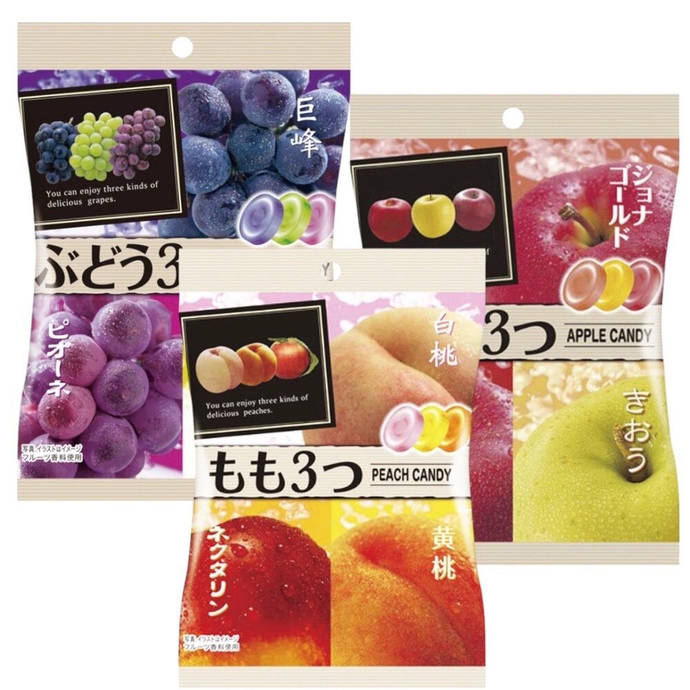 23551247182-日本 派恩 Pine 三種風味水果糖 葡萄風味 蘋果風味 水果糖 三種口味