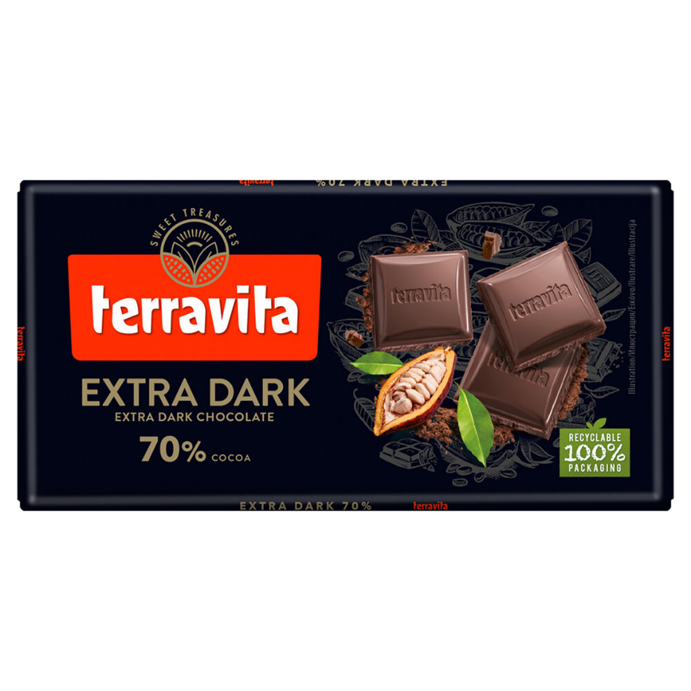 24042452125-波蘭 Terravita 70% 黑巧克力 可可 巧克力塊 巧克力片 可可塊 可可片 巧克力