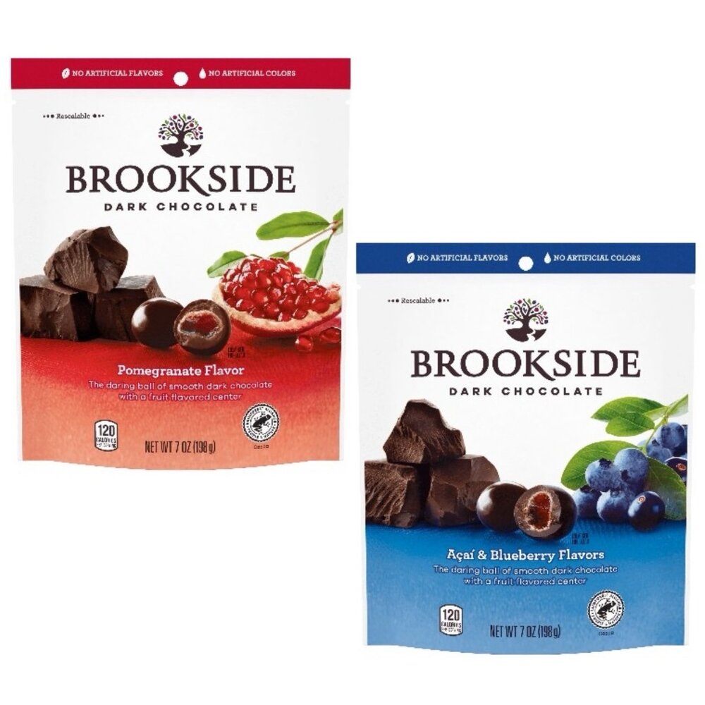 24512530190-加拿大 Brookside 巴西莓 夾餡 紅石榴 黑可可 黑巧 黑巧克力風味 巧克力球 包餡 軟糖 藍莓