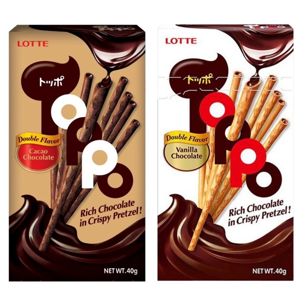 24771024125-樂天 LOTTE TOPPO 朱古力夾心餅乾 濃厚可可 餅乾棒 夾心棒 可可 巧克力風味 餅乾棒