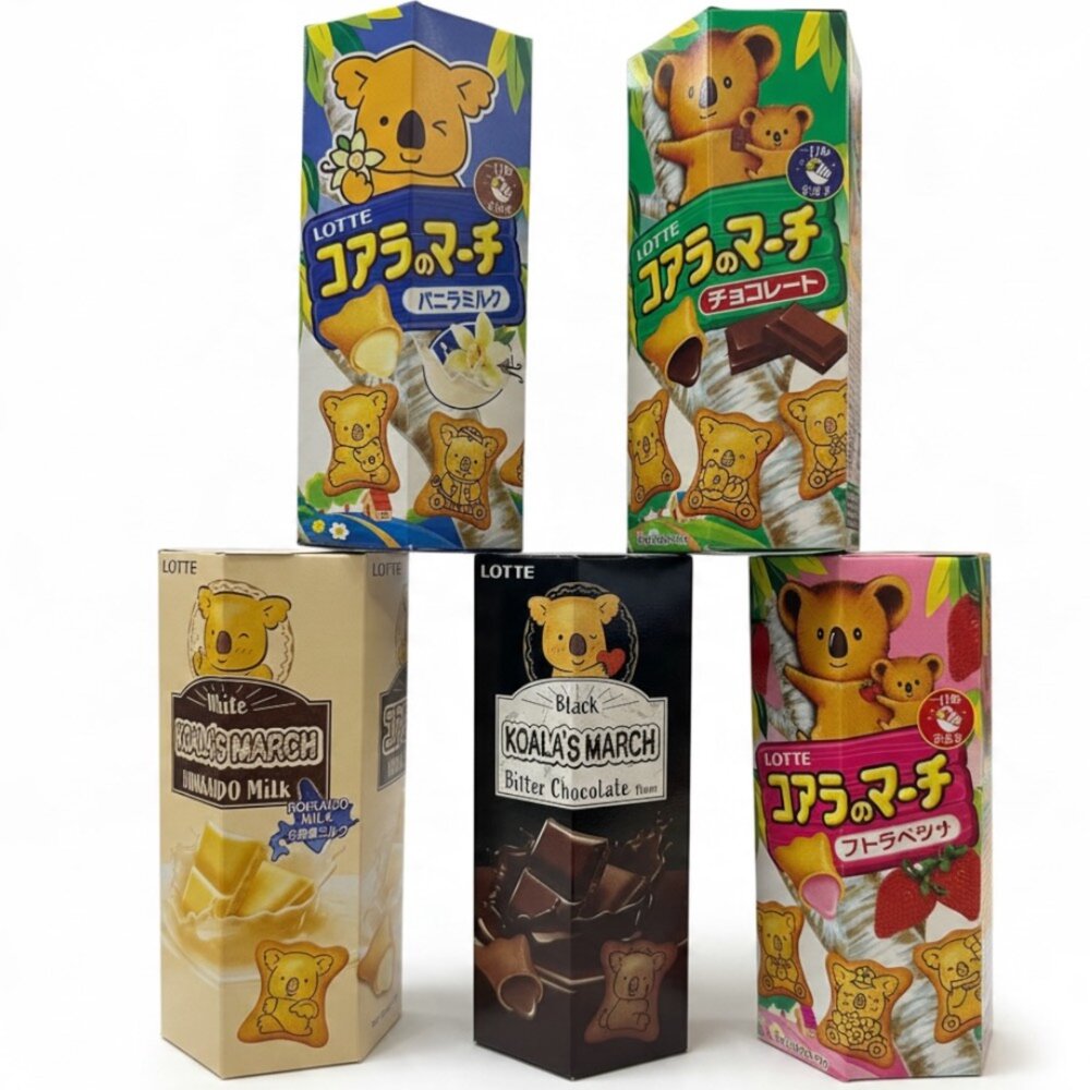 25724773768-樂天 LOTTE 小熊餅乾 盒裝 巧克力風味 草莓風味 牛奶風味 濃黑巧克力 香濃煉乳 可可 無尾熊