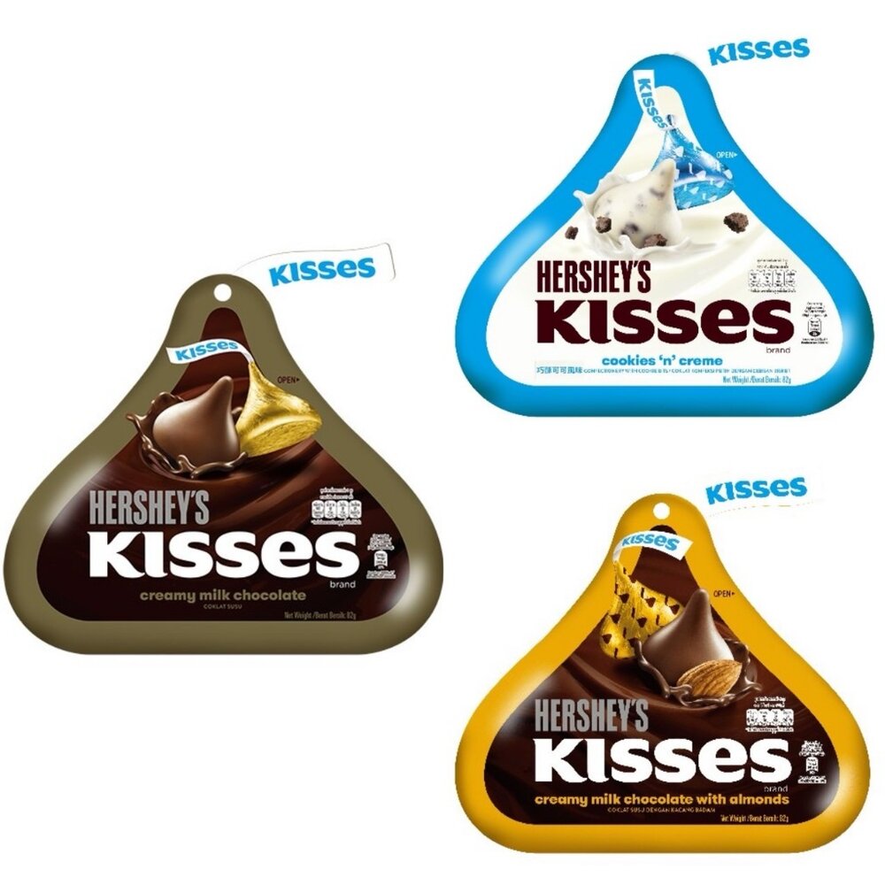 25912524645-馬來西亞 好時 Hershey Kisses 可可 水滴造型 杏仁夾陷牛奶可可 巧酥可可 牛奶可可 水滴巧
