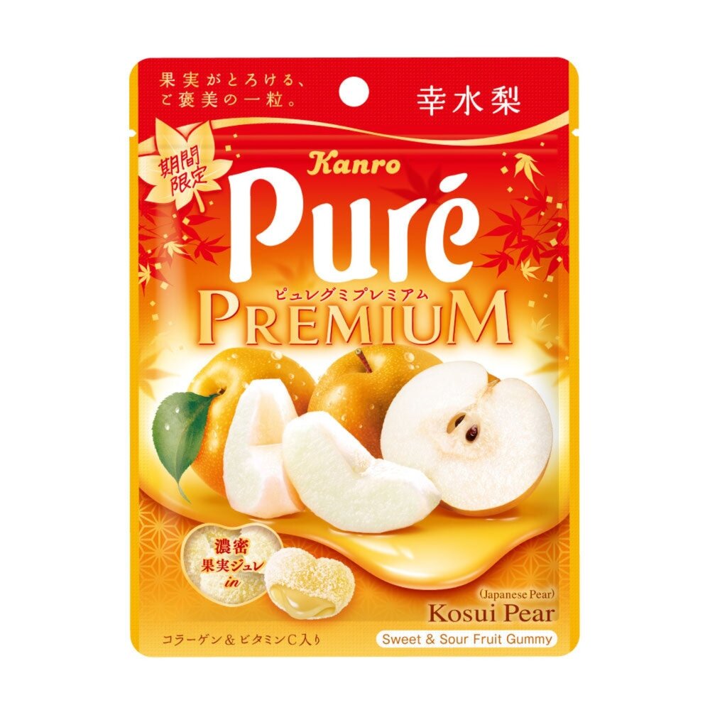 260110185407-日本 Kanro 卡羅 Pure PREMIUM 軟糖  幸水梨風味 草莓風味 卡羅軟糖 草莓味 水梨味