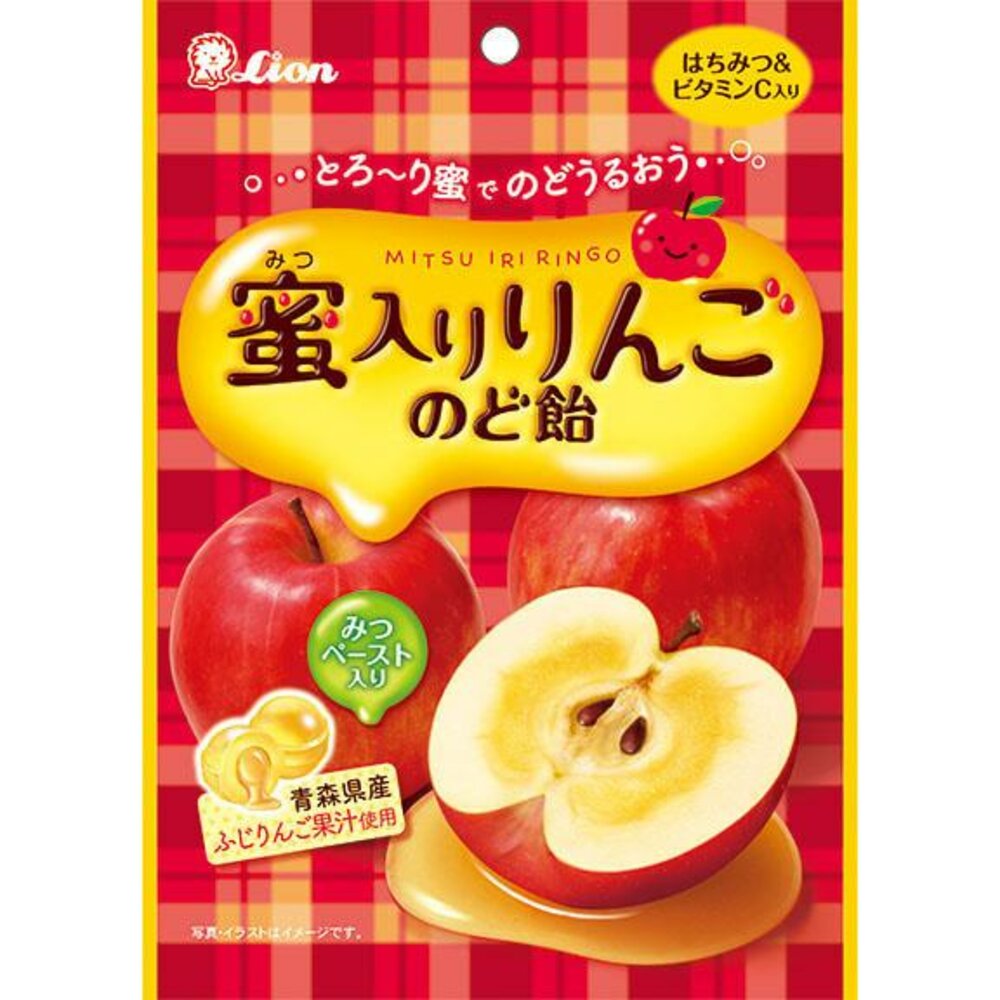 26024724471-日本 LION 獅王 蜂蜜蘋果喉糖 蜂蜜蘋果風味 蜂蜜蘋果 喉糖 糖果 夾心糖