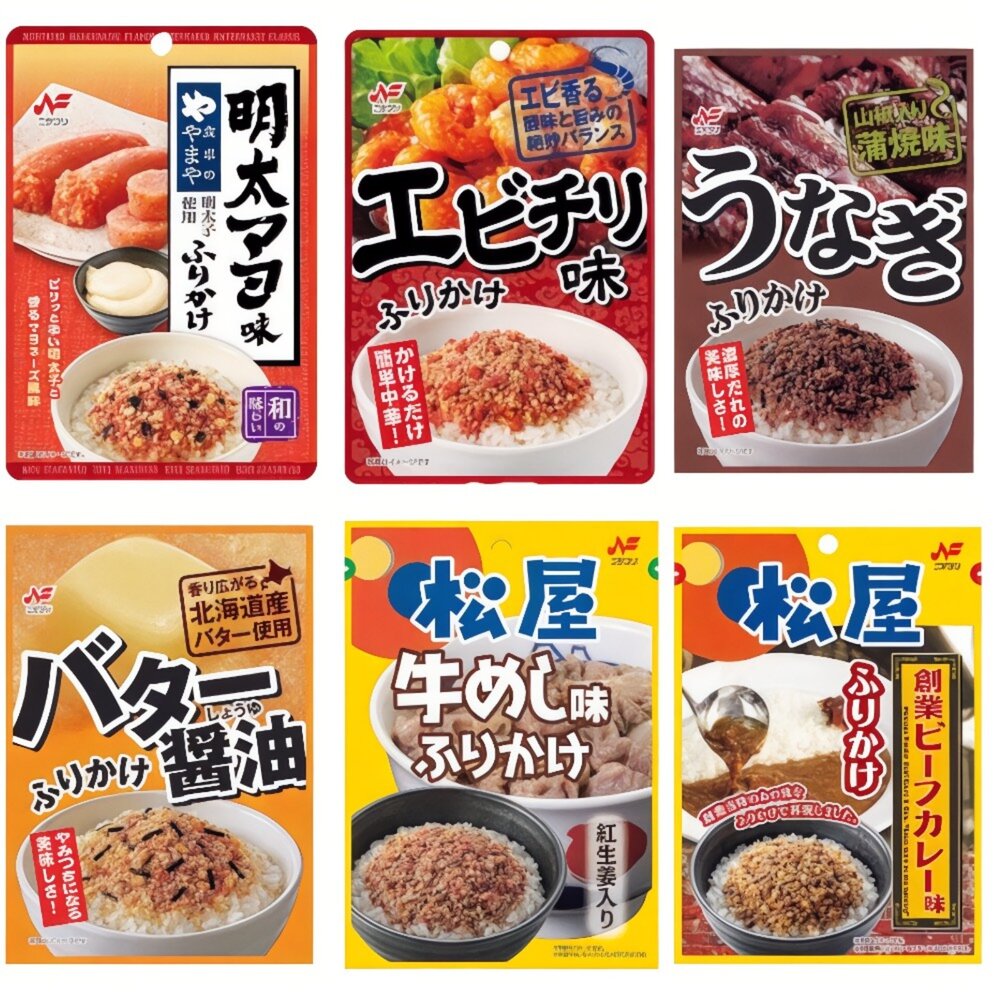 260513173526-日本 NICHI 拌飯料系列 拌飯料 調味料 明太子美乃滋風味 辣味蝦風味 松屋 牛肉蓋飯味 奶油醬油風味  飯友