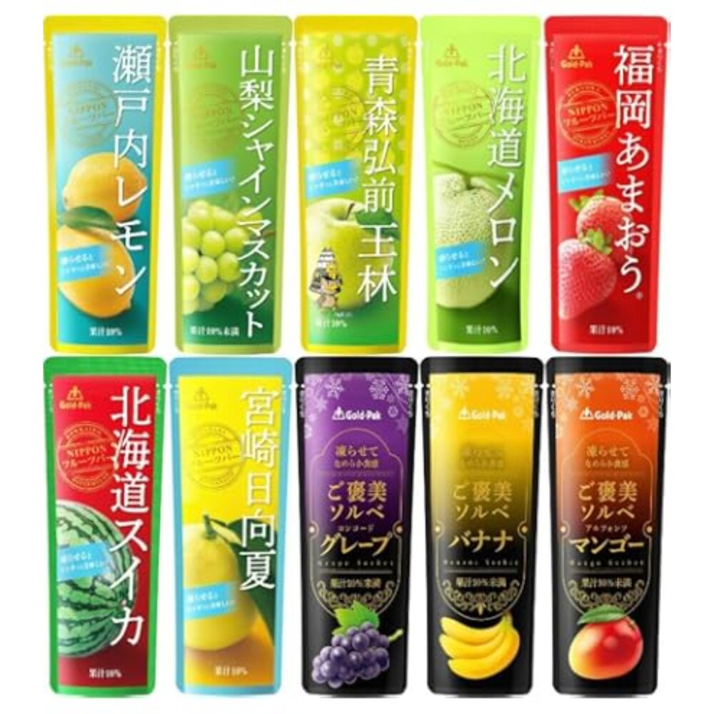 260523171825-日本 Gold Pak 果汁棒 冰棒 水果味系列 葡萄味 白桃 西瓜 芒果 草莓 北海道哈密瓜味 冰沙棒