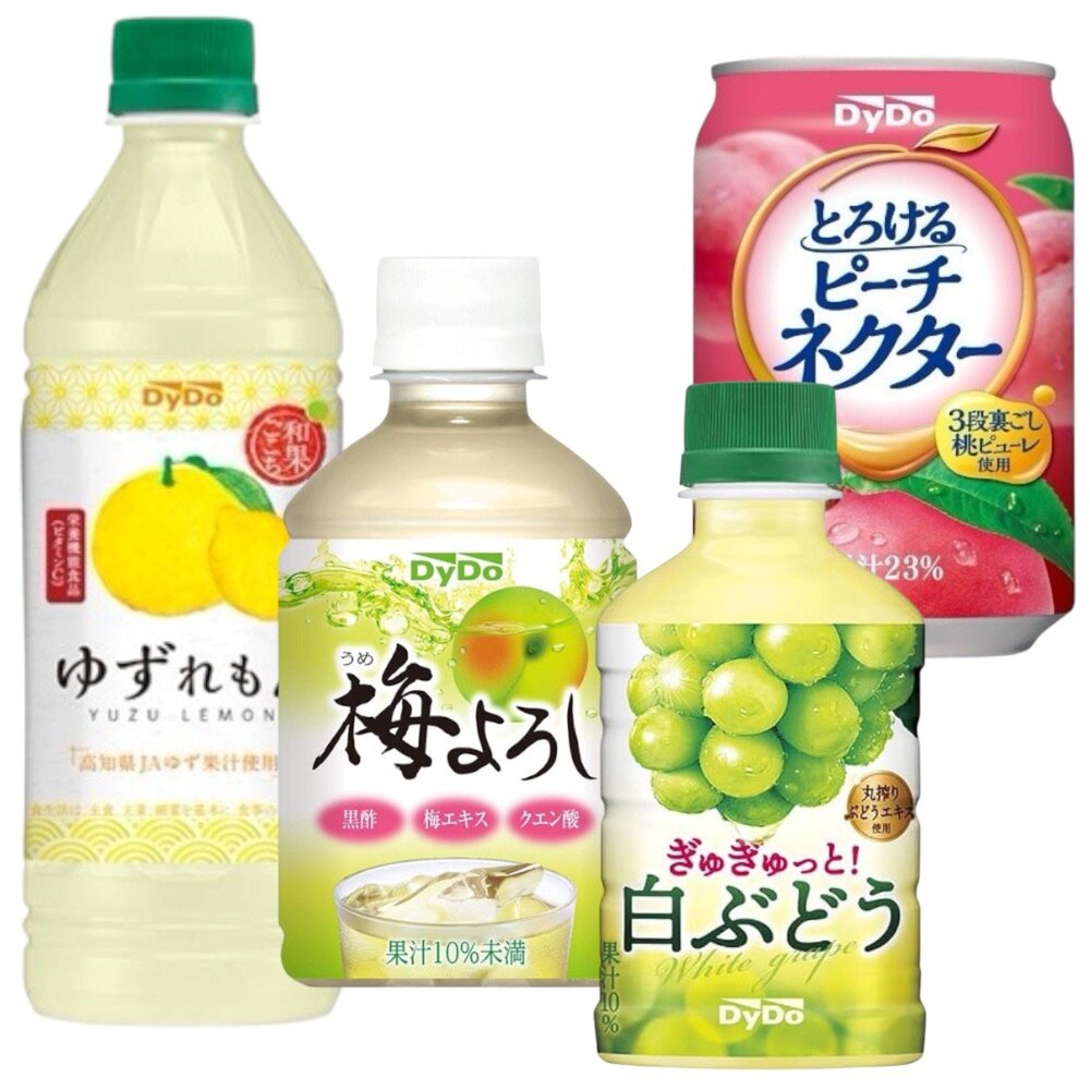 260609194053-日本 DyDo 飲料系列 寶特瓶 易開罐 水蜜桃風味 白葡萄風味 清爽梅子風味 柚子檸檬風味 飲料