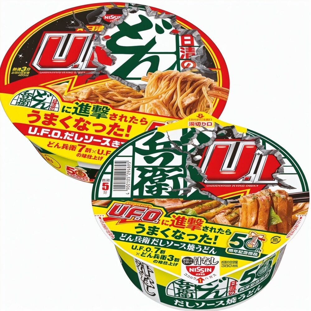 260612133423-日本 NISSIN 日清 兵衛 UFO 進擊 泡麵 碗裝泡麵 50周年 豆皮醬汁燒炒碗麵 燒炒烏龍碗麵