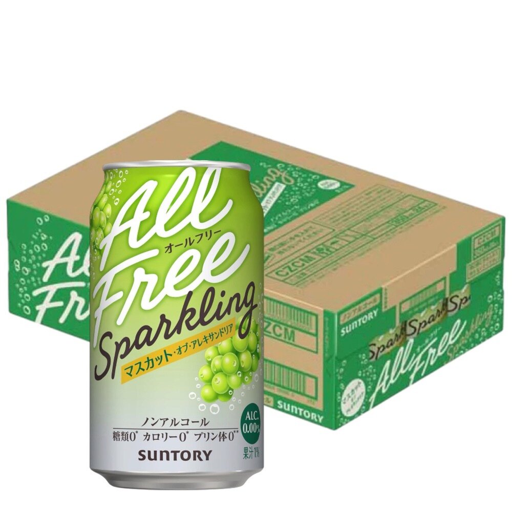 260731170142-箱出 日本 SUNTORY 無酒精飲料 飲料 碳酸飲料 麝香葡萄風味 350ML*24罐箱 無酒精氣泡飲