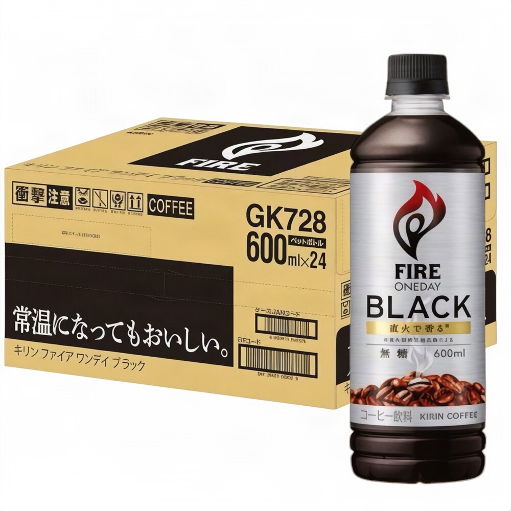 260807175953-箱出 日本 麒麟 KIRIN COFFEE 即飲咖啡 600ml*24瓶箱 FIRE 無糖咖啡 黑咖啡