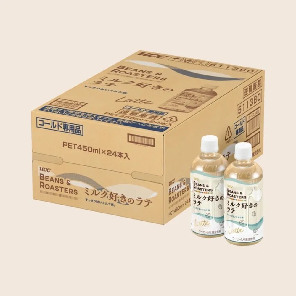 261002155040-箱出 日本 UCC BEANS&ROASTERS 咖啡 450ml*24瓶箱 拿鐵 醇厚奶香拿鐵