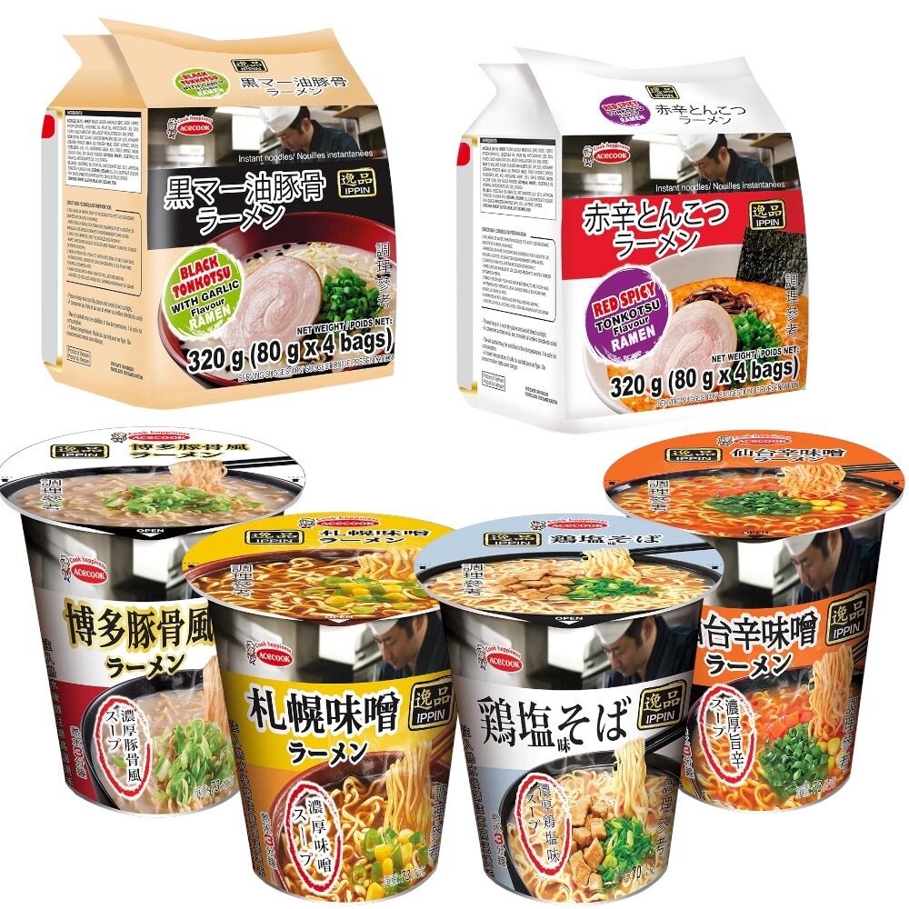 26462603164-日式 Acecook 逸品 泡麵 袋裝泡麵 杯麵 博多豚骨風味 仙台辛味噌 鹽味雞湯 蒜香豚骨 逸品泡麵