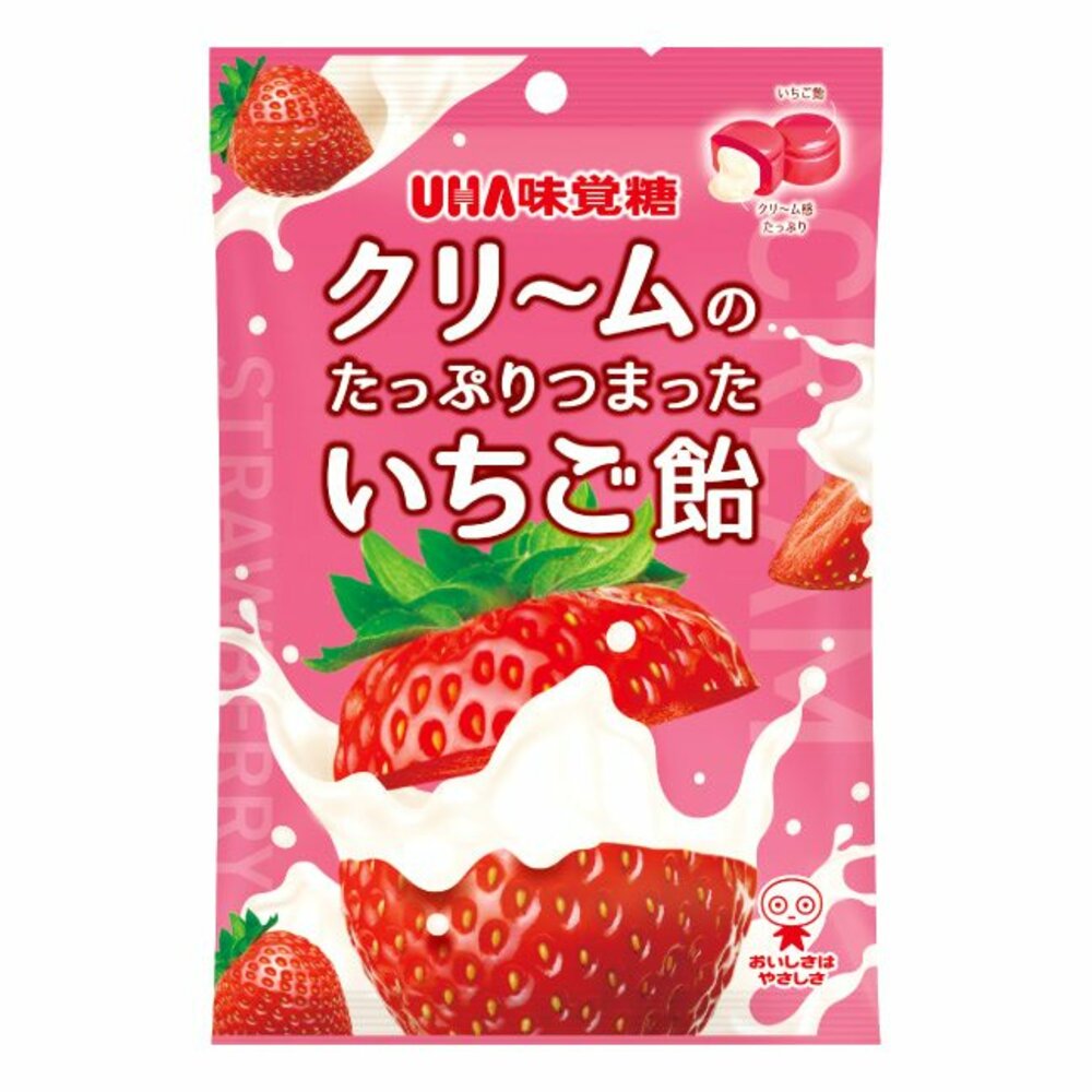 27479684948-日本 UHA 味覺糖 草莓奶油風味糖 草莓糖 草莓 日本糖果 糖果 硬糖 奶油 夾心糖