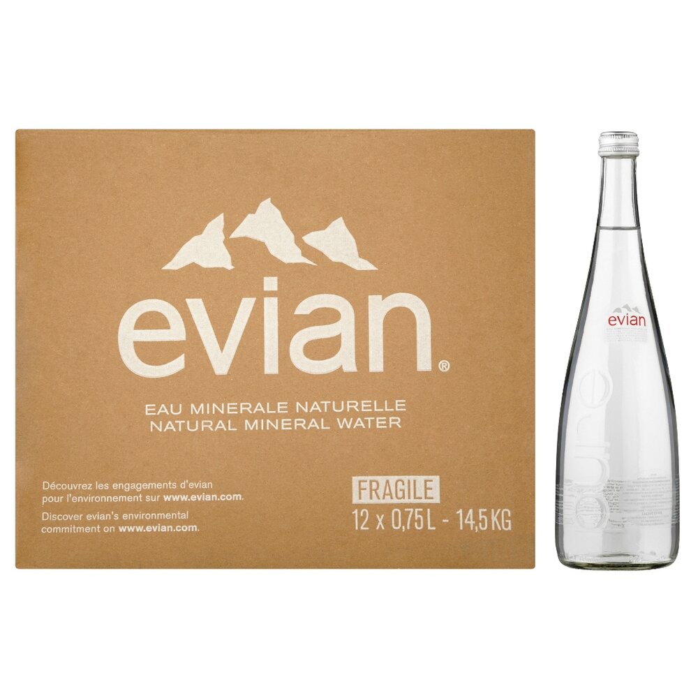 27608805820-[箱購免運] 法國evian 依雲 天然礦泉水 750ml 12入 玻璃罐 愛維養 依雲水 硬水