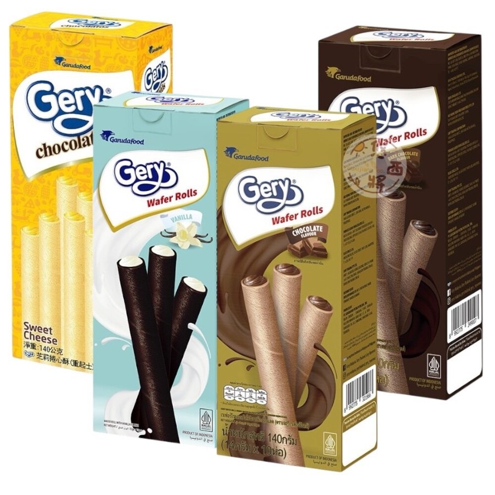 29074635709-印尼 GERY 芝莉 捲心酥 巧克力味 香草味 起司 威化捲 夾心捲心餅乾
